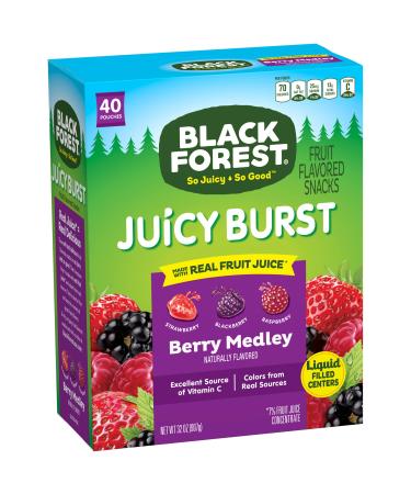 Black Forest Fruit Snacks Juicy Burst, Berry Medley, 0.8 Ounce (40 Count) Berry Medley 40 Count (Pack of 1)