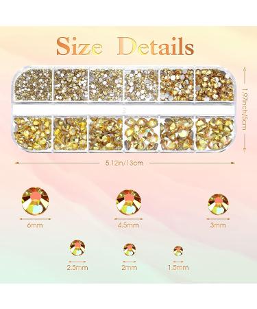 2000 Flat Back Gems Rhinestones Set with Tweezer and Pen - 6 Sizes (1.5-6 mm) Round Crystal Rhinestones for Crafts, Nails, Clothes, Shoes - Metallic Sunshine - Buy Online on GoSupps.com
