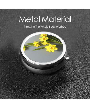 Shop Narcissus Flowers Mini Round Pill Box | 3 Compartment Travel Organizer | Portable Pill Case for Home & Office - Buy Online on GoSupps.com