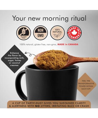 Mushroom Cacao Chai Latte Earth Dust - Coffee Alternative Caffeine Substitute Herbal Elixer - 30 Servings :rise (180g) Organic Mushroom Infused Drink Low Caffeine Vegan Gluten Free Non-GMO Lion's Mane Cordyceps Chaga and Reishi Mushroom plus more Adaptoge - Buy Online on GoSupps.com