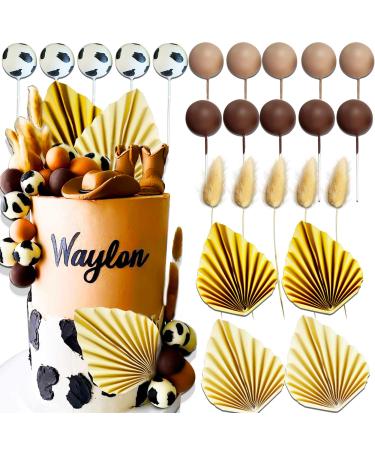 JeVenis 24 PCS Cowboy Cake Decoration Cow Cake Topper Baby Shower Cake Decoration Oh Baby Cake Topper Gender Reveal Cake Toppers Brown1