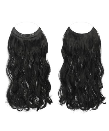Feshfen Invisible Wire Hair Extensions - Adjustable 45cm Curly & Wavy Synthetic Hair for Women - Black Hair Secrets - Buy Online on GoSupps.com