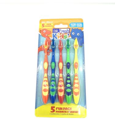 5 Pack Dr. Fresh Kids' Extra Soft Toothbrushes Multi