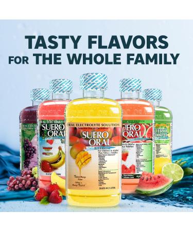 Suero Oral Electrolyte Solution - Electrolytes Drink Hydration Booster & Rehydration Drink for Kids & Adults Hydrates Replenishes Energizes Mango Flavor 1 Liter (4 Pack) - Buy Online on GoSupps.com