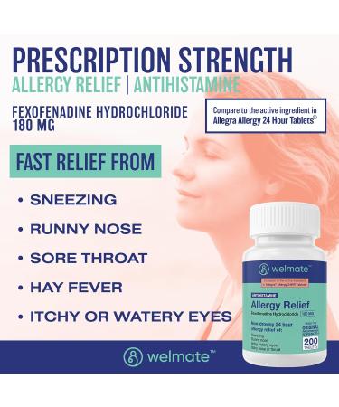 WELMATE Ultimate Allergy Relief Duo: Fexofenadine HCl 180mg (200 Ct) & Cetirizine HCl 10mg (100 Ct) | Dual-Action 24hr Allergy Support - Buy Online on GoSupps.com