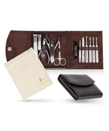 GENTS Manicure Set for Men & Women (14 Pcs) Professional Mens Grooming Kit - Stainless Steel Manicure Tools - Pedicure Kit for Nail Care & Foot Care