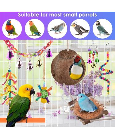 Erkoon Bird Toys for Parrots | Wooden Hanging Bells Hammocks & Rocking Toys - Perfect for Small Birds - Buy Online on GoSupps.com