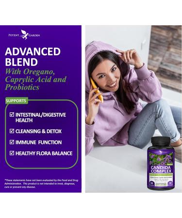 Potent Garden Candida Complex - Oregano and Caprylic Acid Blend Gut Flora Balance Complex Intestinal Health & Immune Support with Herbs & Probiotics Gut Health Supplements for Women & Men 60 Count - Buy Online on GoSupps.com