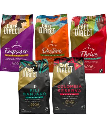 Cafe Direct Coffee Pick N Mix - Create Custom Coffee Combo with 4+ Flavours | Smooth Roast Intense Roast Lively Roast Kilimanjaro | 2 Pack (227g) - Perfect Coffee Gift Set for Coffee Lovers 227 g (Pack of 2)