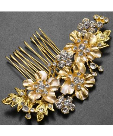 shanpu 3X Wedding Bridal Hair Combs Vintage Imitation Crystal Hairpins Prom Jewelry Gold Silver Flower Pattern Women Gold - Buy Online on GoSupps.com
