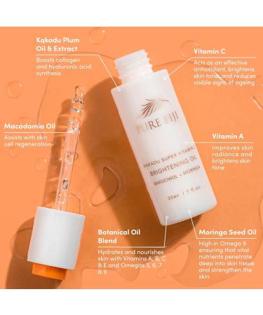 PURE FIJI Vitamin C Brightening Oil with Bakuchiol & Moringa | Face Oil for Even Complexion & Collagen Boost | 1 Fl. Oz - Shop Internationally - Buy Online on GoSupps.com