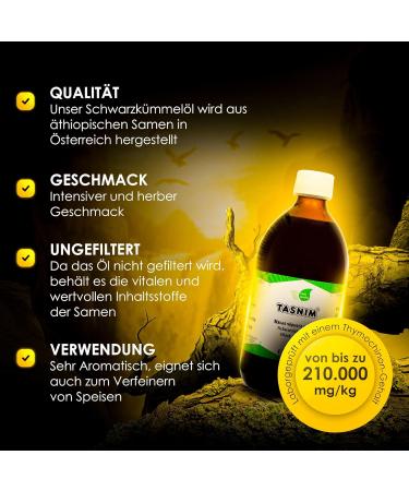  Tasnim Cold-pressed black cumin oil 500ml unfiltered premium quality pure natural additive-free organic oil - Buy Online on GoSupps.com