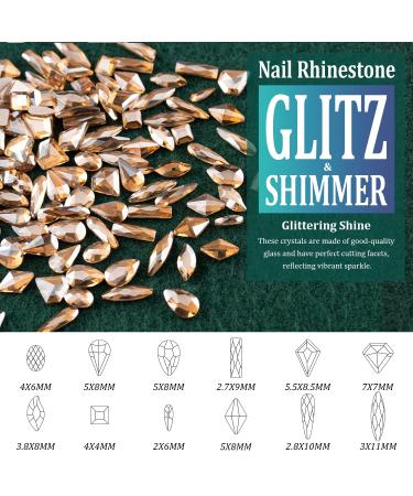 Multi Shapes 3D Champagne Glass Nail Art Rhinestones Kit - Crystal Gemstone Charms for DIY Manicure & Craft - Buy Online on GoSupps.com