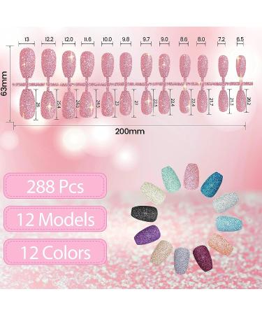 288 Short Press On Ballerina & Coffin Fake Nails Set - Glossy Acrylic Tips for Women & Girls | Shiny Pattern Design - Buy Online on GoSupps.com