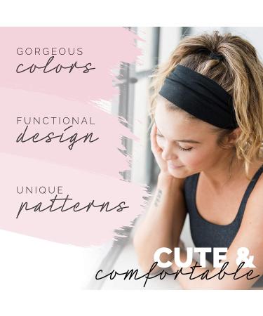 Maven Thread Women's Workout Headbands | Wide Sports Running Headbands - Non Slip Sweatbands for Gym, Exercise, Yoga - 2 Pack Black - Buy Online on GoSupps.com