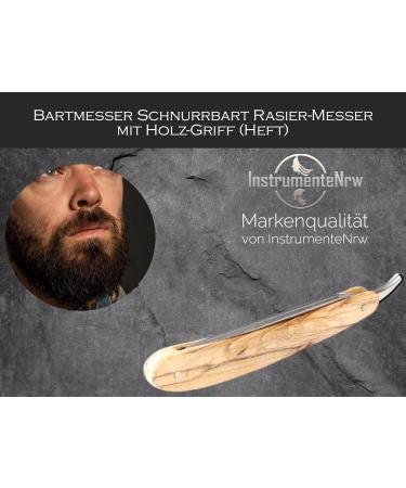 Solingen Bartometer Razor Set - Premium Men's Shaving Knife with Replaceable Blades - Olive Wood Professional Beard Care - Buy Online on GoSupps.com