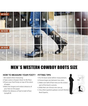 IUV Men's Western Cowboy Boots - Classic Embroidered Snip Toe Boots in Brown - Size 10 - Buy Online on GoSupps.com
