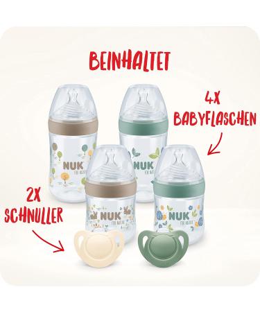 Nuk for Nature Perfect Start Set - 4 Temperature Control Bottles (150ml & 260ml) & 2 Pacifiers (0-6 Months) - Multi-Colored | International Shipping - Buy Online on GoSupps.com
