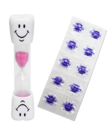 Smile Toothbrush Timer & 10 Disclosing Tablets (Pink)