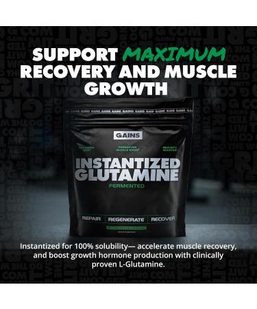 Gains in Bulk L-Glutamine Gluten Free Glutamine Powder for Muscle Recovery and Growth Post Workout Support Amino Acid Supplement Promotes Protein Synthesis Non GMO Unflavored 90 Servings Unflavored 1.1 Pound (Pack of  - Buy Online on GoSupps.com