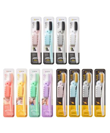 WANGTA Toothbrush 12pcs, Twice as Wide as Regular Brush Head, Wide Toothbrush, Long Brush Head, More Comfortable and Easier Brushing (12pcs Set(Gold+White+Black)))