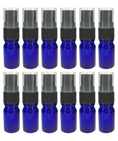 12 5 ML Cobalt Blue Essential Oil Bottles with Black Fine Mist Spray Cap