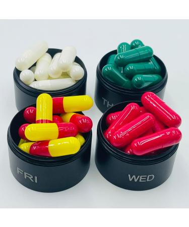 Waterproof Metal Pill Box - 7-Day Aluminum Pill Organizer for First Aid & Medicine (Black) | International Shipping Available - Buy Online on GoSupps.com