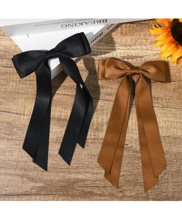 Hair Bows for Women - Bows for Hair Black Hair Ribbons for girls (Black/Coffee) - Buy Online on GoSupps.com