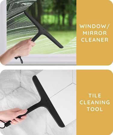 JULY HOME Premium 11-inch Silicone Squeegee with Stainless Steel Core - Shower Accessories for Bathroom, Mirror, Car, Window, Tile and Shower Glass Door (Black) - Buy Online on GoSupps.com