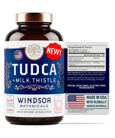 Advanced TUDCA and Silymarin Milk Thistle Extract - Ursodeoxycholic Acid Liver Health Formula - 663mg Silybum Marianum Ursolic Acid Bile Salts Supplement for Liver Detox Cleanse and Repair - 60 Caps - Buy Online on GoSupps.com