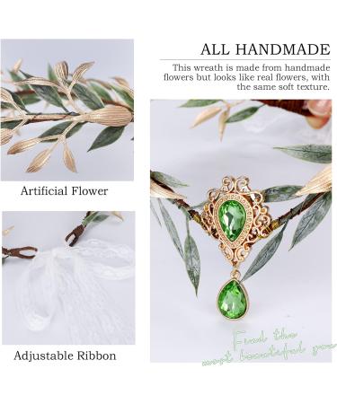 MOSTORY Fairy Leaf Rhinestone Crown with Elf Ears Set Handmade Princess Headpiece with 2 Pairs Soft Elven Ears kit for Women Womens Reneaissance Halloween Wedding Cosplay Photo Props - Buy Online on GoSupps.com