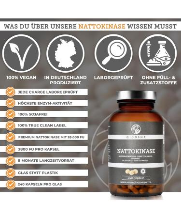 Qidosha Nattokinase Capsules - 2800 FU Vegan GMO-Free Soybeans 240 pcs No Vitamin K2 - Highest Enzyme Activity - Buy Online on GoSupps.com