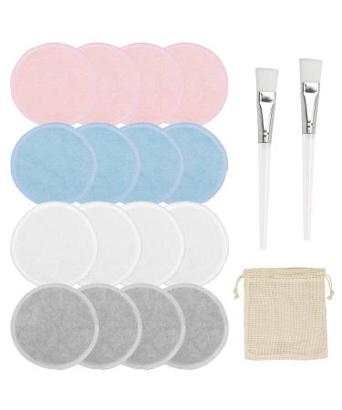 Cinveed 19 Party Sminking Pads Washable Watt pads Reusable makeup remover removal pads make -up towels made of bamboo cotton with laundry bag make -up brushes for facial cleaning