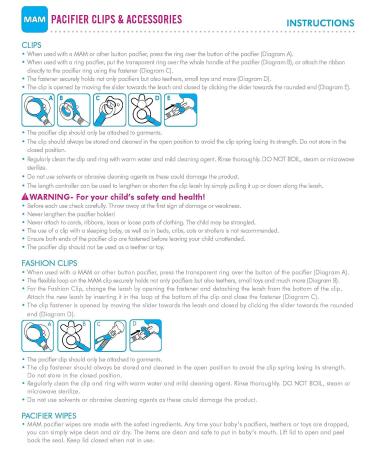 MAM Pacifier Clips for Baby Girls - 2 Count, Fasteners and Flexible Rings, Assorted Designs - 2 Pack - Buy Online on GoSupps.com