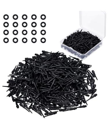 600 Pieces 2BA Thread Dart Tips Plastic Tip Dart Points and 600 Pieces Dart Rubber O Ring Dart Tips Dart Shaft O Rings with a Storage Box for Dart Shaft Part Replacement Classic Black