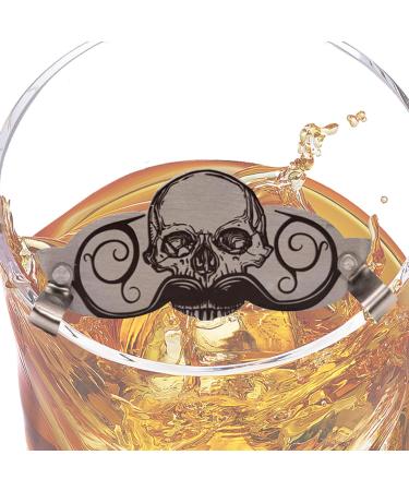Generisch Protection contre les boissons pour moustache | Protection de tasse en acier inoxydable | Couvercle de tasse moustache | Embout de protection de barbe avec design t te de mort pour caf