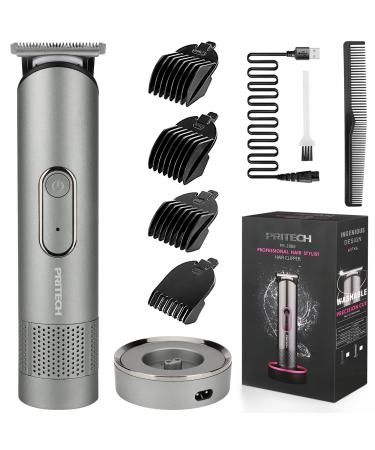 PRITECH Hair Trimmer for Men, Women and Kids, Rechargeable Hair Clippers, Beard Trimmer, Home Hair Cut Kit, Cordless Barber Grooming Sets, Waterproof Body Trimmer, Groin Hair Trimmer, Nebula Gray Gray/Silver