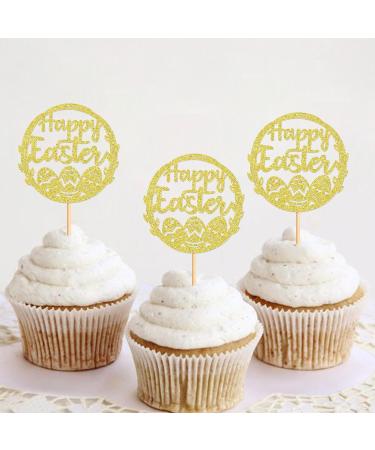 Ercadio 24 Pack Happy Easter Cupcake Toppers Gold Glitter Happy Easter Bunny Eggs Cupcake Picks Easter Rabbit Cupcake Toppers for Easter Day Theme Baby Shower Birthday Party Decor Supplies Pattern 8 - Buy Online on GoSupps.com