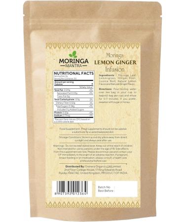 Moringa Mantra Moringa Lemon Ginger Herbal Tea 50 Dip Bags Organically Grown Moringa Infusion - Buy Online on GoSupps.com