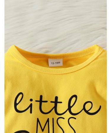 Puseky Toddler Baby Girls Cute Letter Print Long Sleeve Shirt Floral Pant Outfit Set 12-18 Months - Yellow + Floral - Buy Online on GoSupps.com