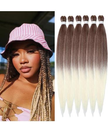 Easy Braid Pre Stretched Braiding Hair 20 Inch 6packs Natural Hair Kanecalon Braiding Hair Yaki Texture Free Hot Water Setting Braid Crochet Hair Extensions (20 Inch 30-613#) 50.8cm-20 inches (6 Pack) 30-613#