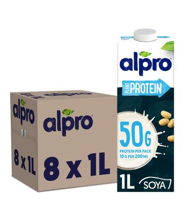Alpro Protein Drink Natural UHT 8x1L | 100% plant-based | lactose-free | low in sugar | rich in plant-based protein