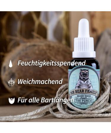 Bear Family Beard Oil for Men - Tiki Punch 30ml | Nourishing Jojoba & Argan Oil for Beard Growth & Moisturization - Buy Online on GoSupps.com