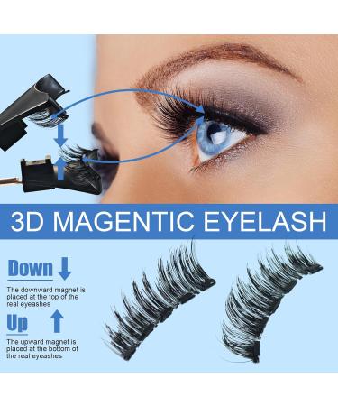 Magnetic Eyelashes Set - 4 Pairs Natural 3D Reusable False Eyelashes with Clips | No Glue Easy Wear DIY Kit Gift - Buy Online on GoSupps.com
