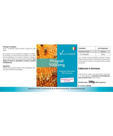 Propolis 1000mg - high dosage - 180 tablets - vegan - 3% Galangina | Vitamintrend  - Buy Online on GoSupps.com