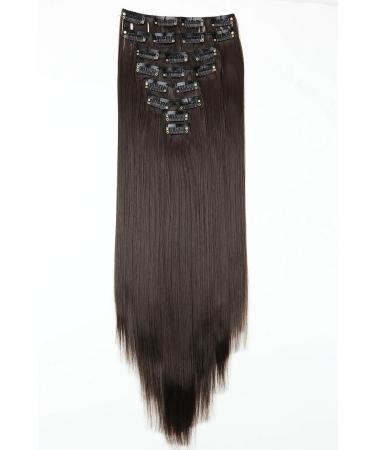 CAISHA by PRETTYSHOP XXL 20 Long Clip In Hair Extensions | Chocolate Brown Synthetic Fiber Hairpiece Set #6 CES103 - Buy Online on GoSupps.com