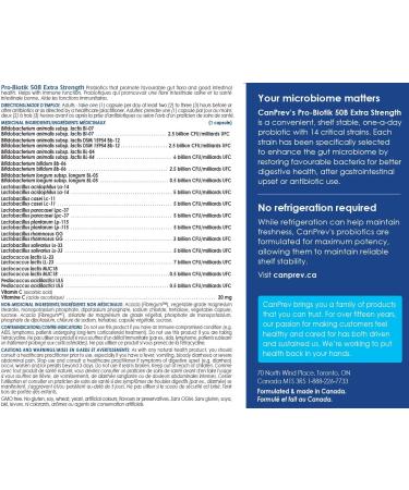 CanPrev Pro-Biotik 50B Extra Strength 30 V-Caps 30-Day Supply - 50 Billion CFU - Digestive Support Men & Women's Probiotic Supplement with 14 Strains Enhances Gut Balance Support Digestive Comfort 30 count (Pack of 1) - Buy Online on GoSupps.com