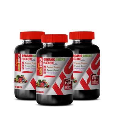 antioxidant Supplement Plant Based - Organic Greens Complex with Veggies Greens Fruits - Garlic Supplement Tablets - 3 Bottles 180 Tablets