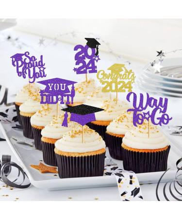 40Pcs Purple and Gold Graduation Cupcake Toppers 2024 Graduation Decorations Class of 2024 Cupcake Toppers 2024 Congrats Grad Cap Cupcake Picks Graduation Party Decorations 2024 Purple Gold - Buy Online on GoSupps.com