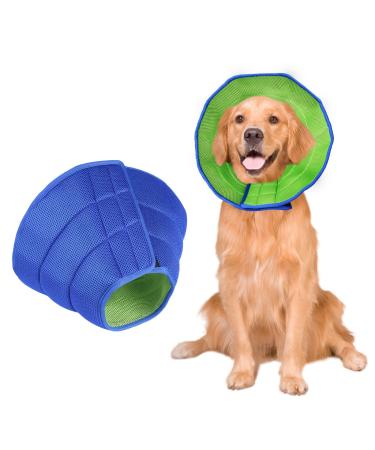 Dog Cone Collar After Surgery Adjustable Dog Cones to Stop Paw Licking Soft & Breathable Pet Recovery Collars Protective Neck Collars for Dogs and Cats Quick Healing Elizabeth Collar (Blue & Green L)